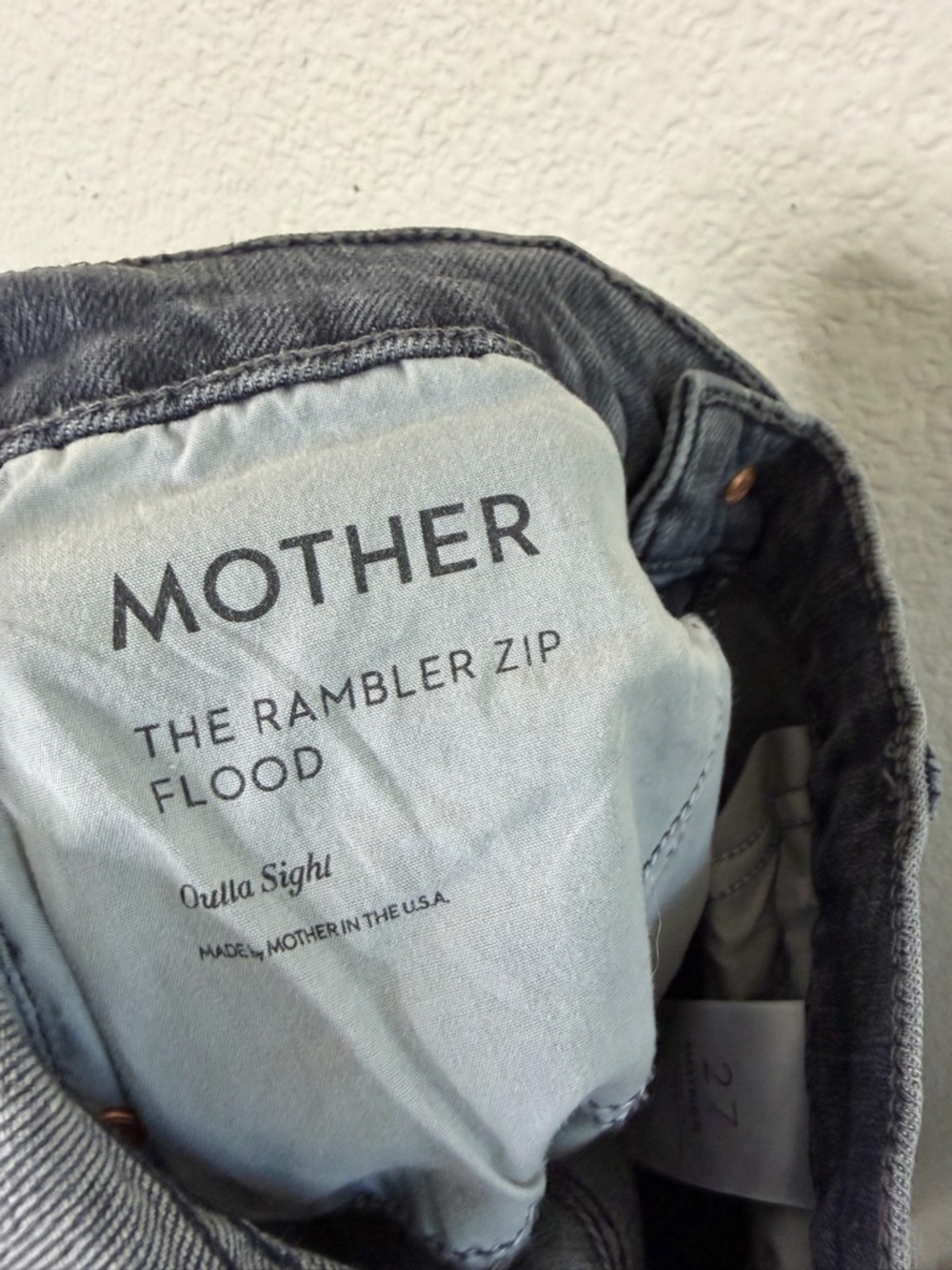 MOTHER Superior The Rambler Zip Flood Outta Sight Jeans In Charcoal Womens 27 - Picture 10 of 12